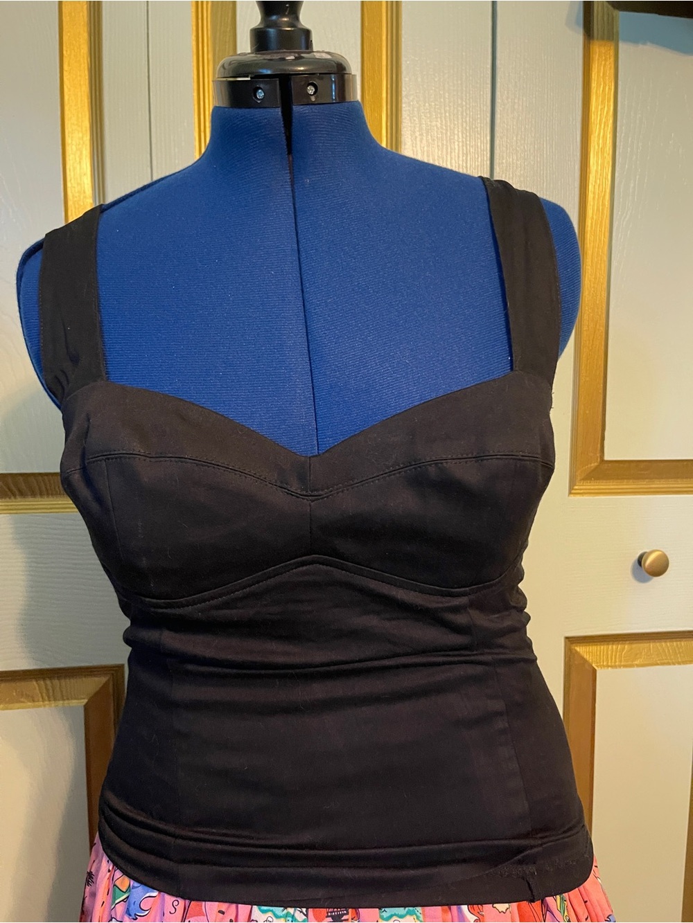 Laura Byrnes x Pinup Couture Black Sweetheart Neckline Tank Top - Built in Bra